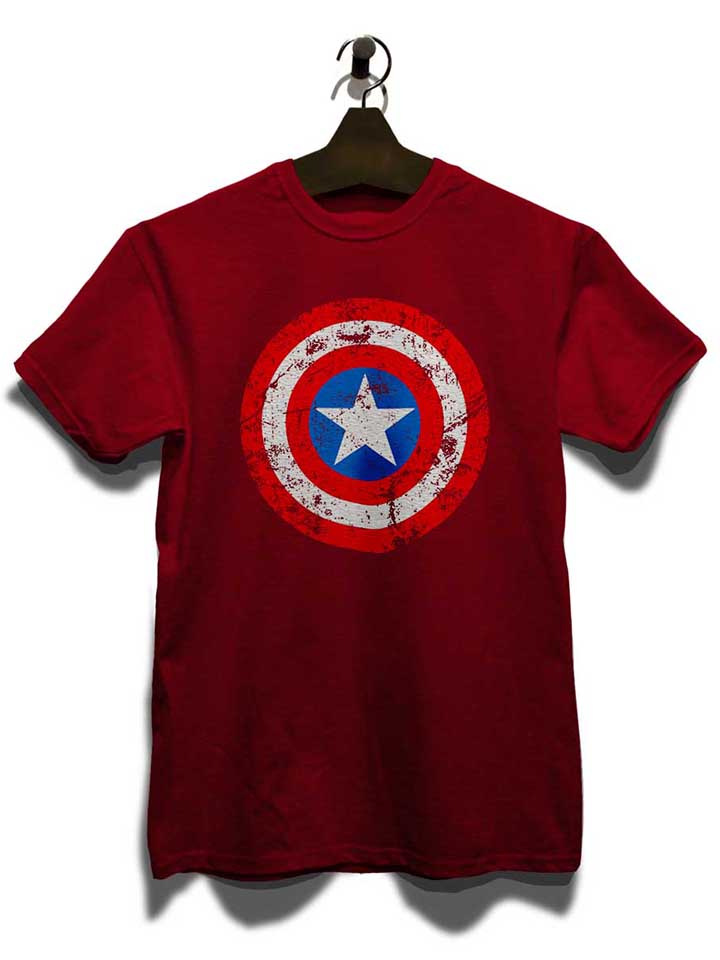 captain-america-shield-vintage-t-shirt bordeaux 3