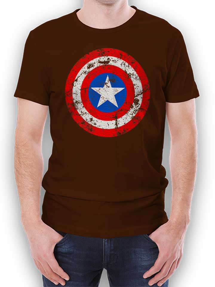 Captain America Shield Vintage T-Shirt brown L