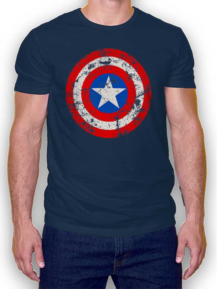 Captain America Shield Vintage T-Shirt dunkelblau L