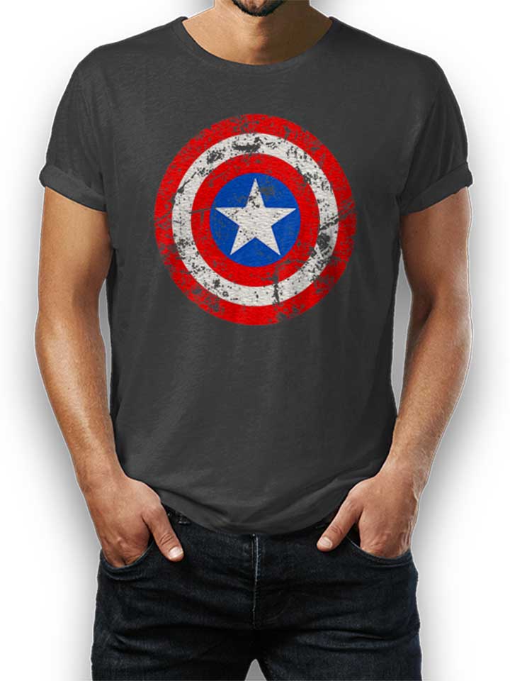 Captain America Shield Vintage Camiseta gris-oscuro L