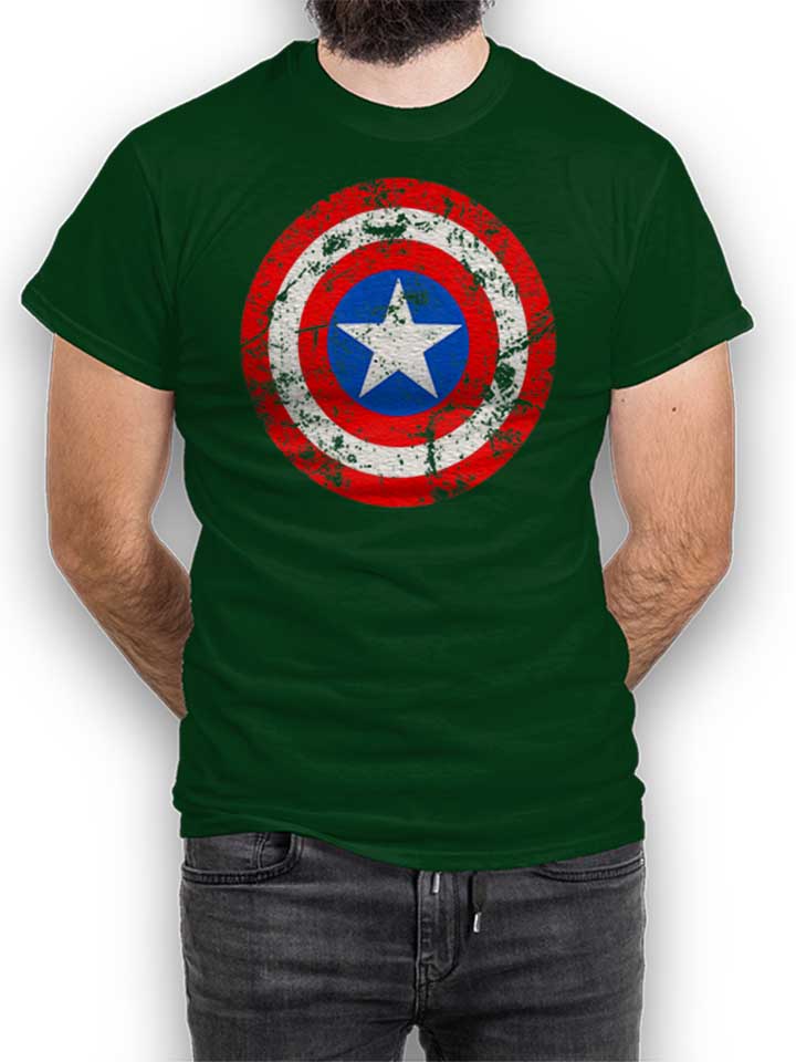 Captain America Shield Vintage T-Shirt dunkelgruen L
