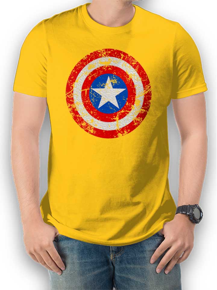 Captain America Shield Vintage T-Shirt jaune L