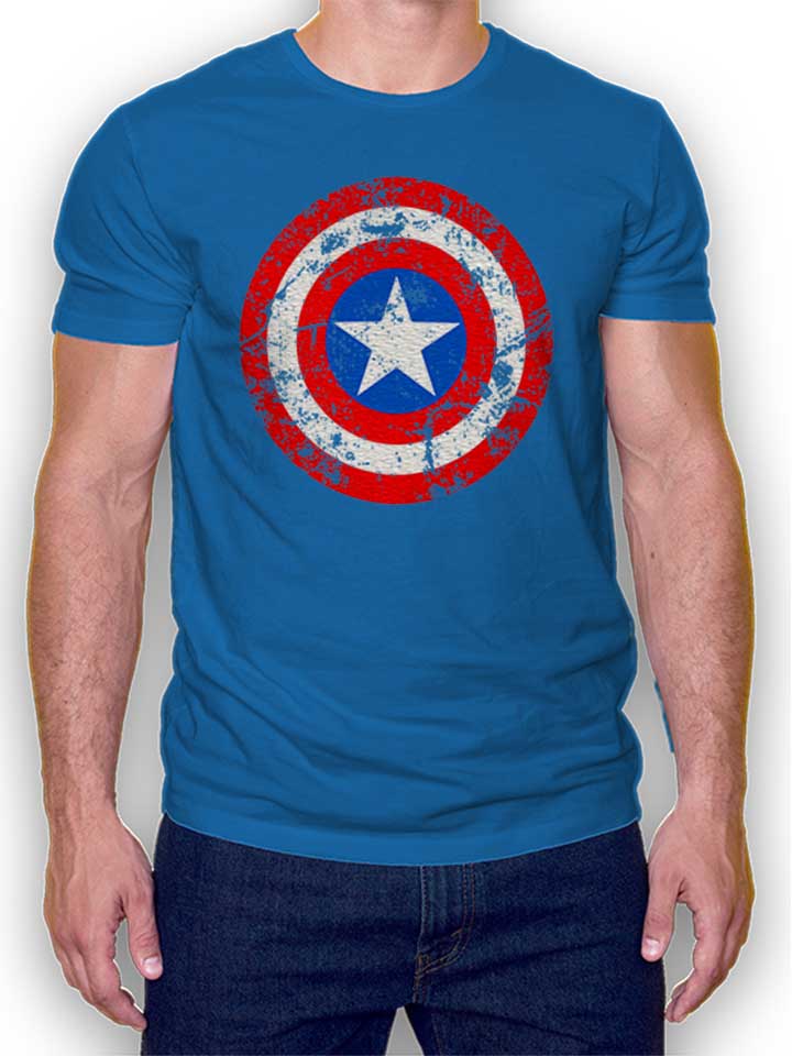 Captain America Shield Vintage Camiseta azul-real L