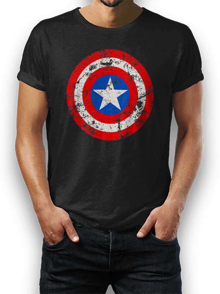 Captain America Shield Vintage T-Shirt schwarz L