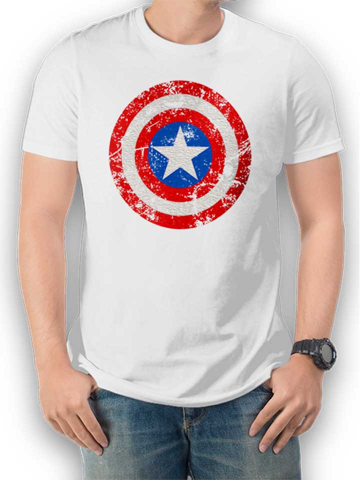 Captain America Shield Vintage T-Shirt weiss L