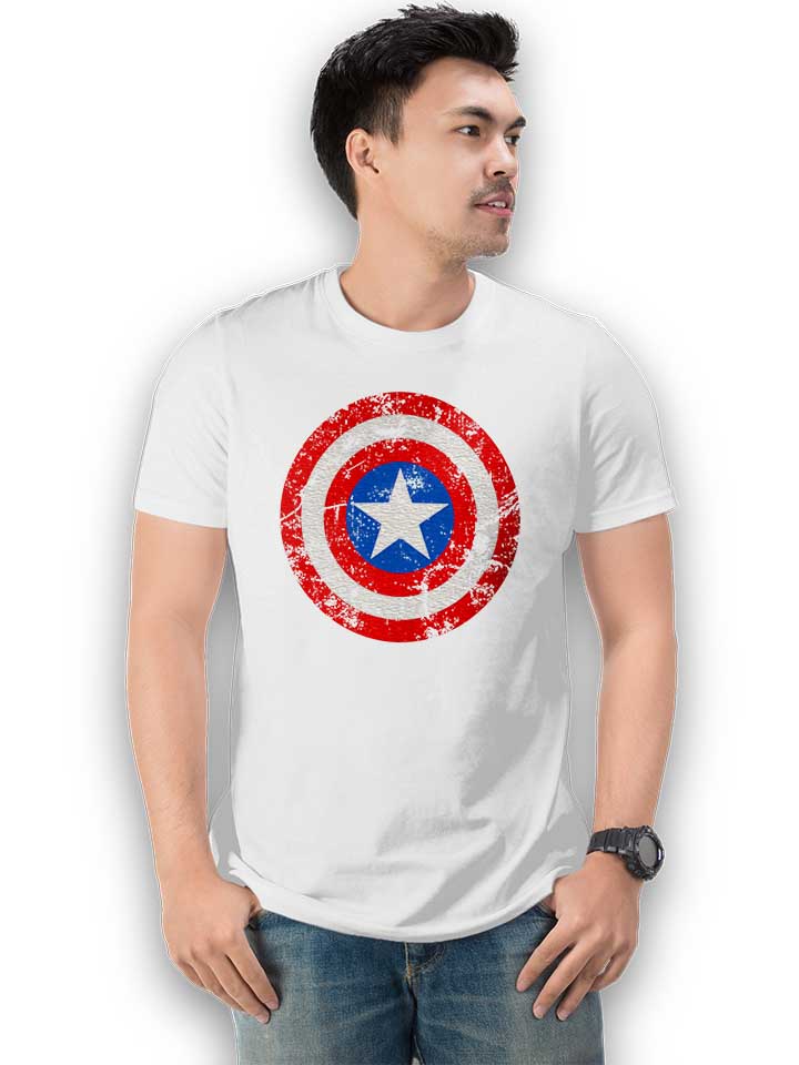 captain-america-shield-vintage-t-shirt weiss 2
