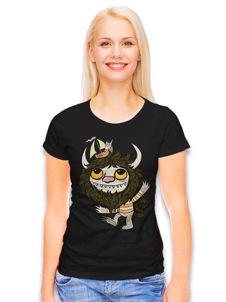 cartoon-creature-damen-t-shirt schwarz 2