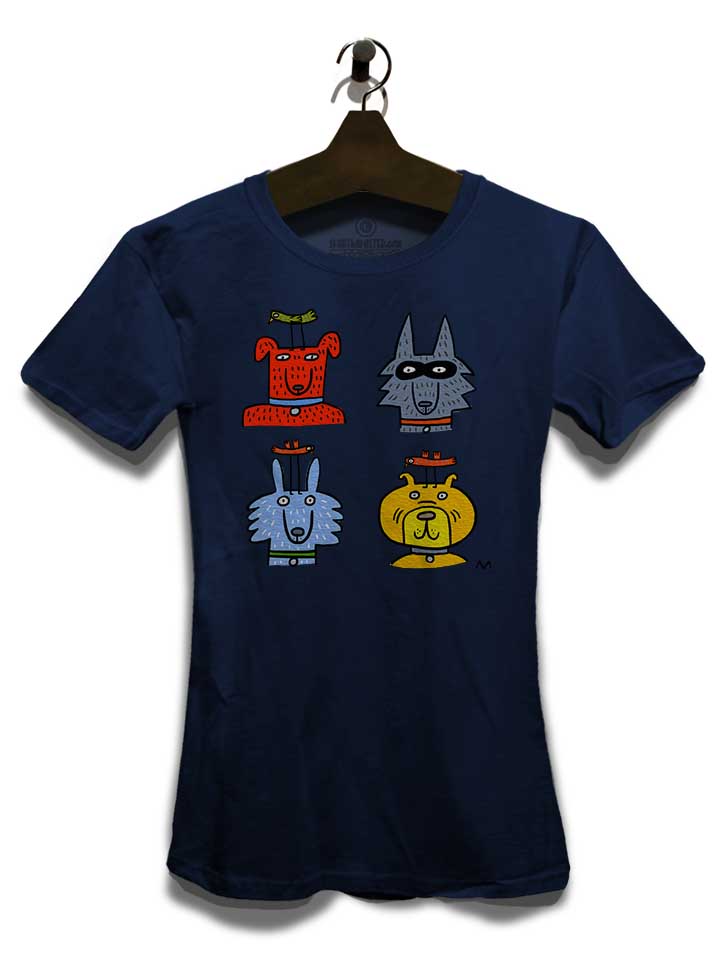 cartoon-dogs-damen-t-shirt dunkelblau 3
