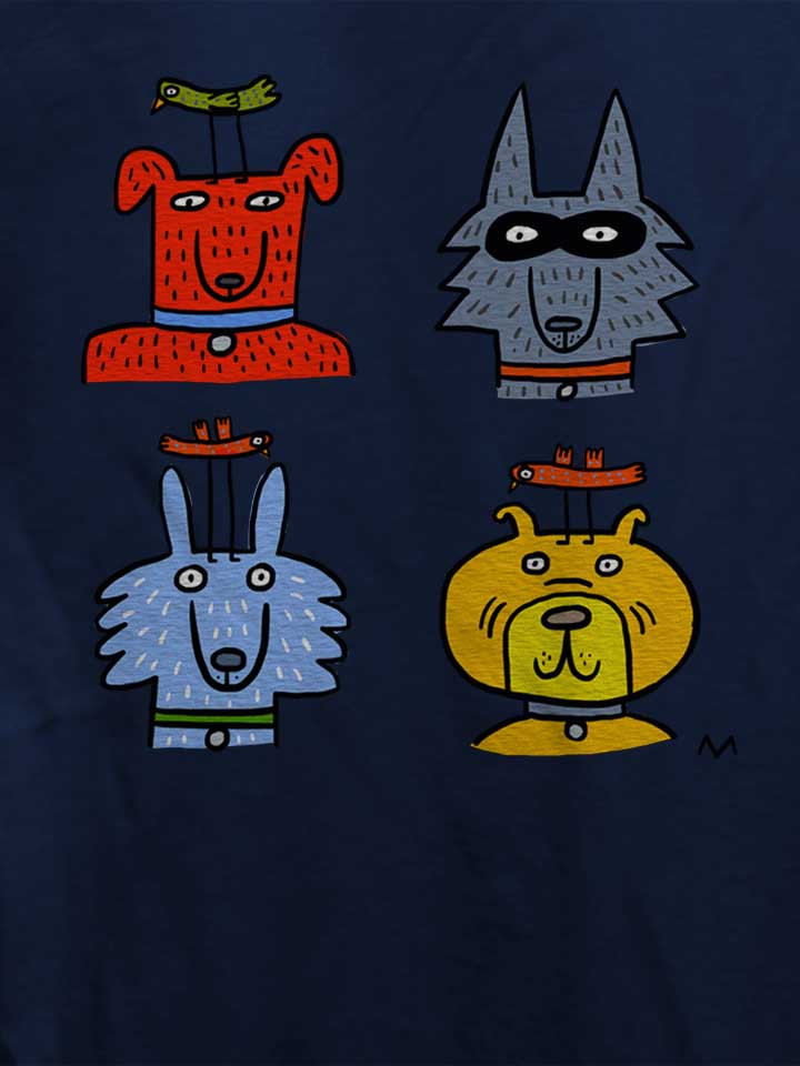 cartoon-dogs-damen-t-shirt dunkelblau 4
