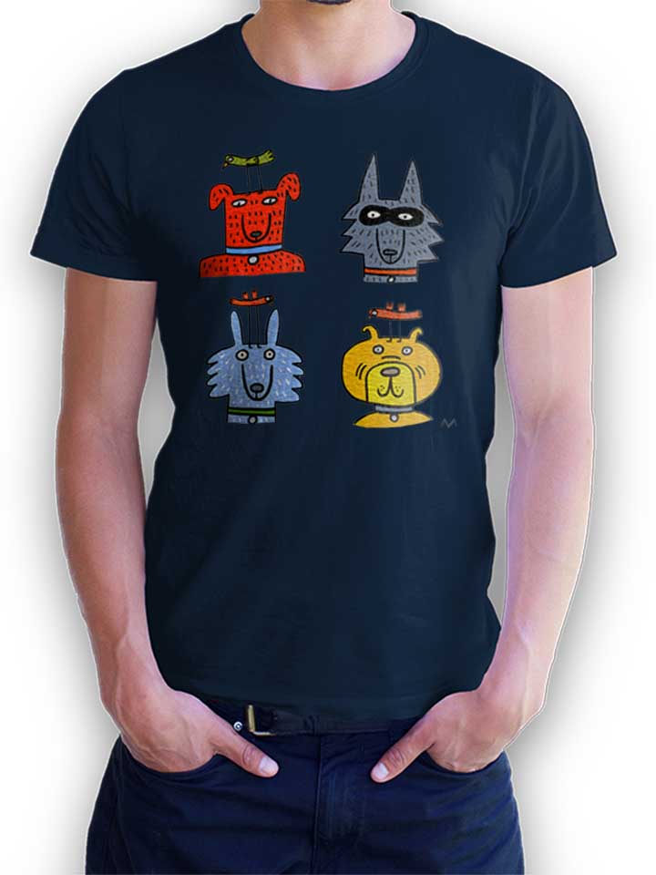 Cartoon Dogs T-Shirt dunkelblau L