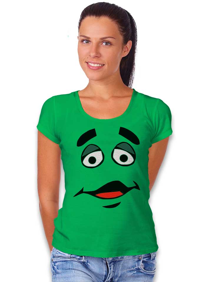 cartoon-face-damen-t-shirt gruen 2