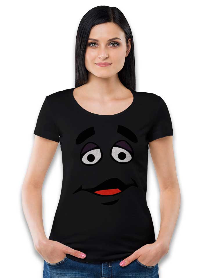 cartoon-face-damen-t-shirt schwarz 2