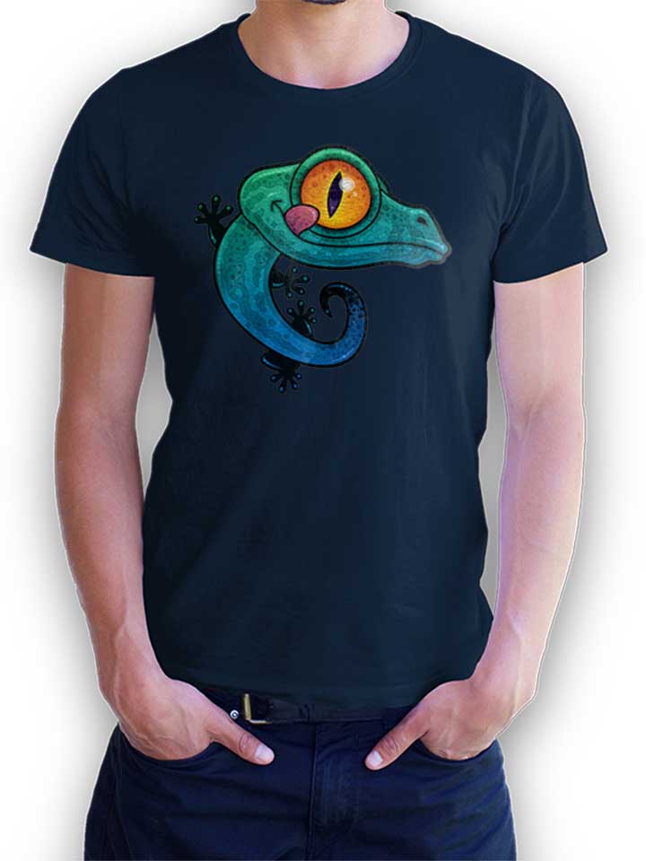 Cartoon Gecko T-Shirt bleu-marine L
