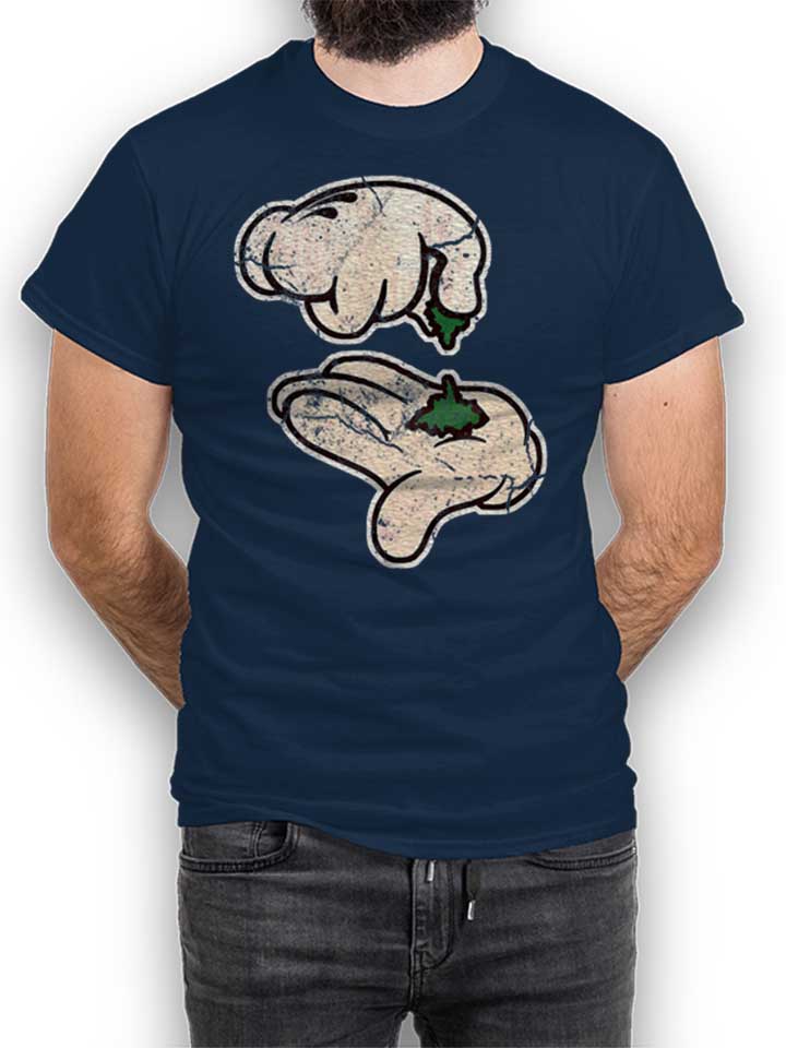 Cartoon Hand 03 Vintage T-Shirt bleu-marine L