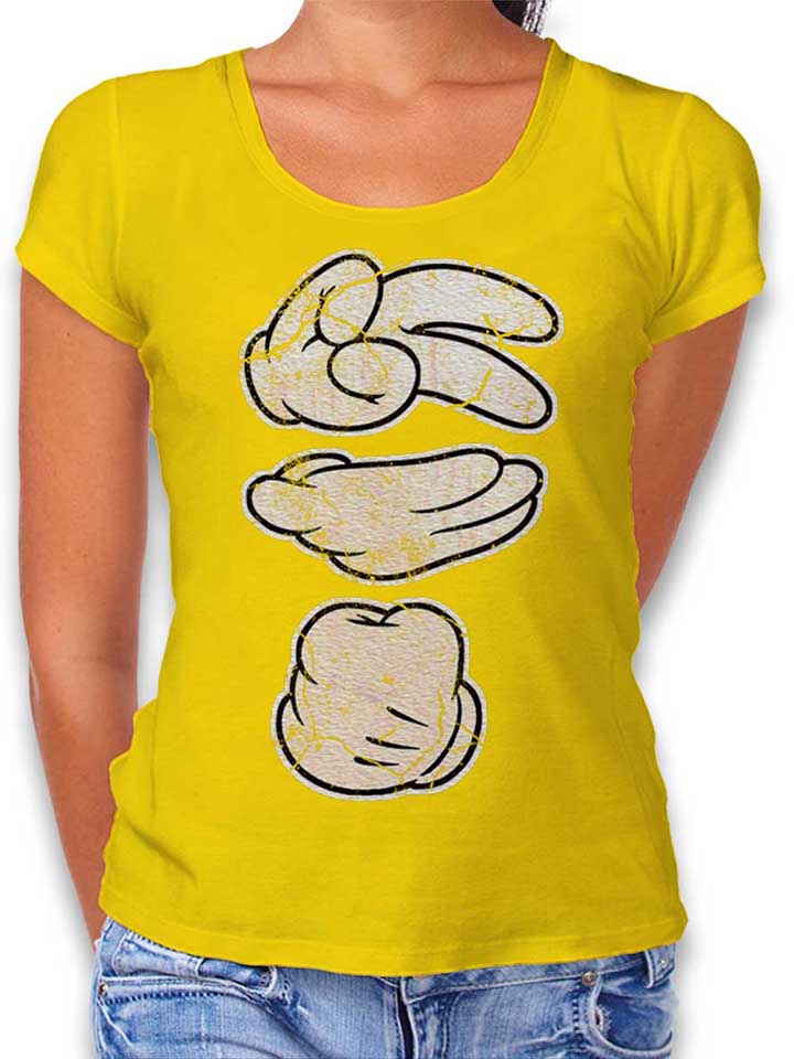 Cartoon Hand 06 Vintage Womens T-Shirt yellow L