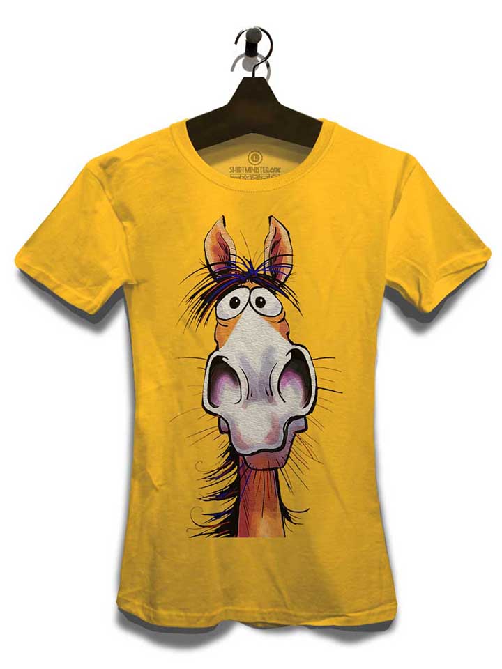 cartoon-pferd-damen-t-shirt gelb 3
