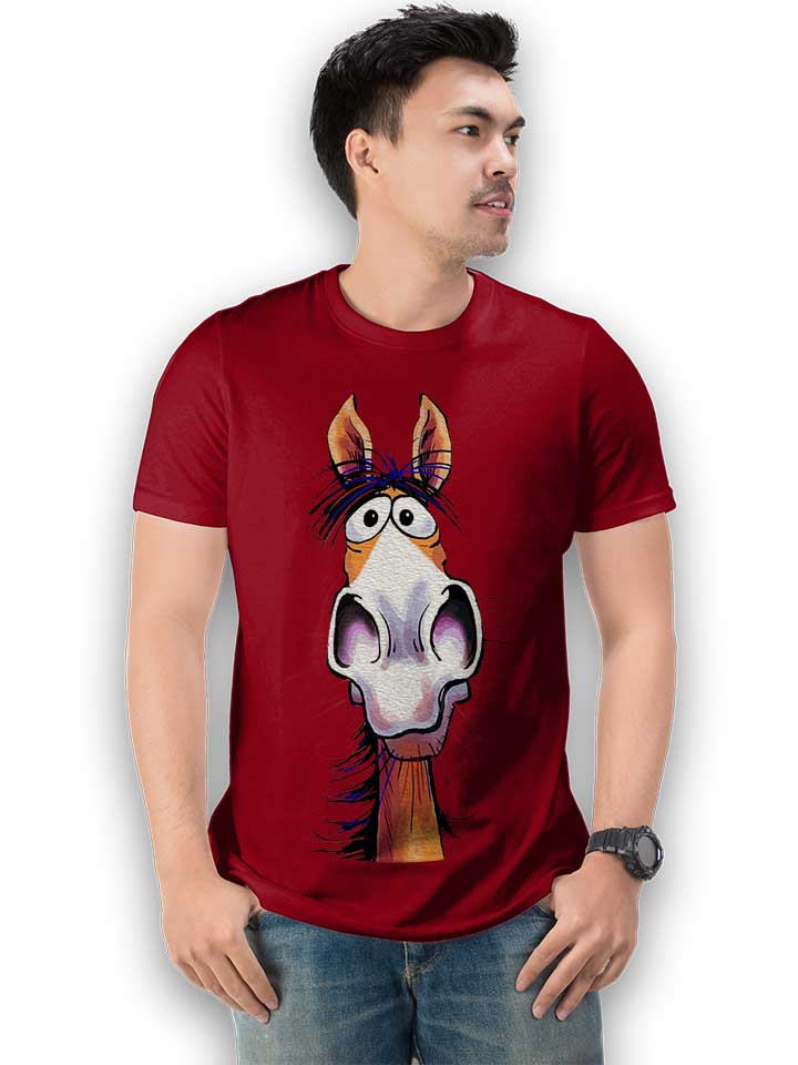 cartoon-pferd-t-shirt bordeaux 2