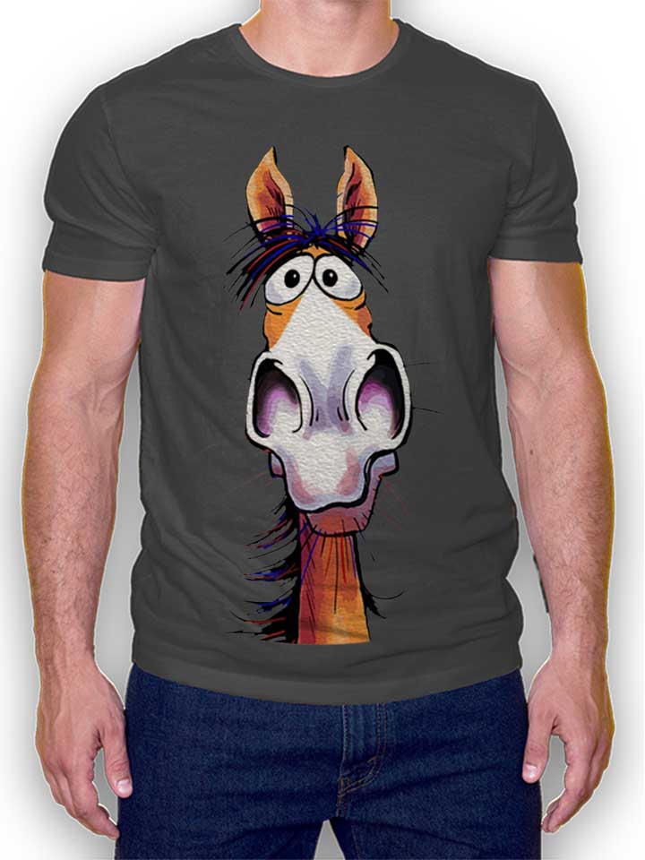 Cartoon Pferd T-Shirt dark-gray L