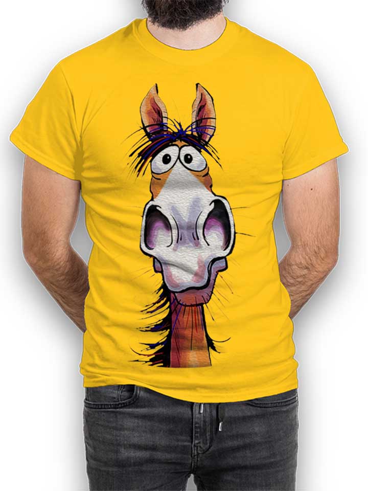 Cartoon Pferd Camiseta amarillo L