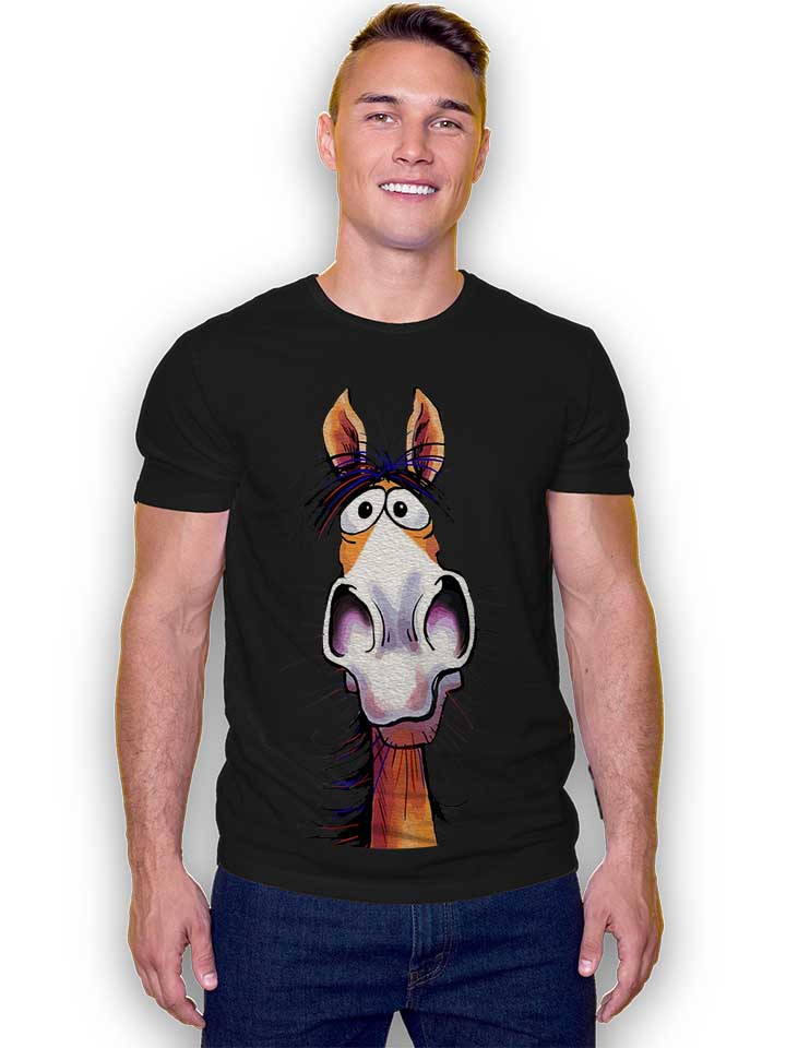 cartoon-pferd-t-shirt schwarz 2