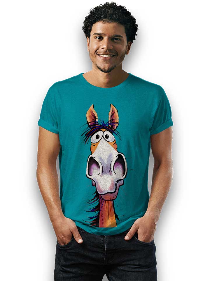 cartoon-pferd-t-shirt tuerkis 2