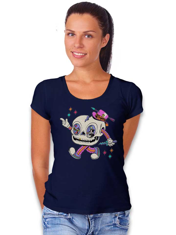 cartoon-skullhead-damen-t-shirt dunkelblau 2