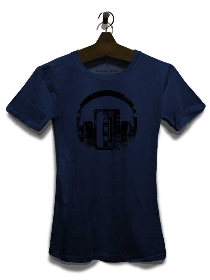 cassette-headphones-damen-t-shirt dunkelblau 3