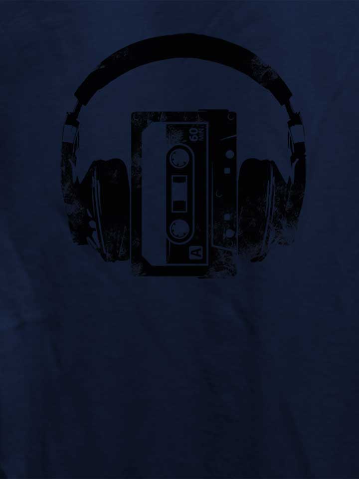 cassette-headphones-damen-t-shirt dunkelblau 4