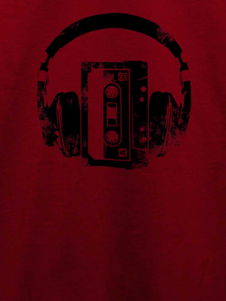 cassette-headphones-t-shirt bordeaux 4