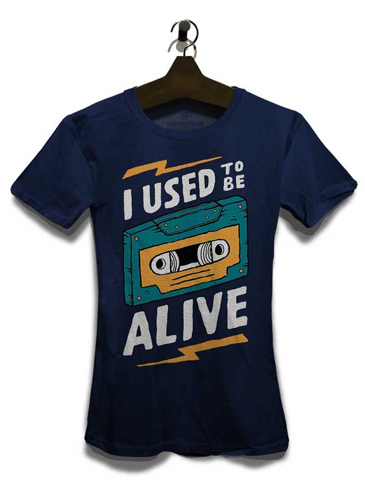 cassette-i-used-to-be-alive-damen-t-shirt dunkelblau 3