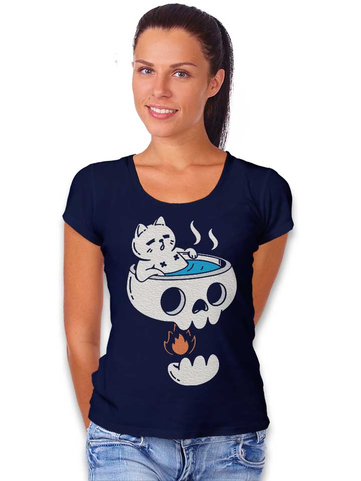cat-and-skull-bathing-damen-t-shirt dunkelblau 2