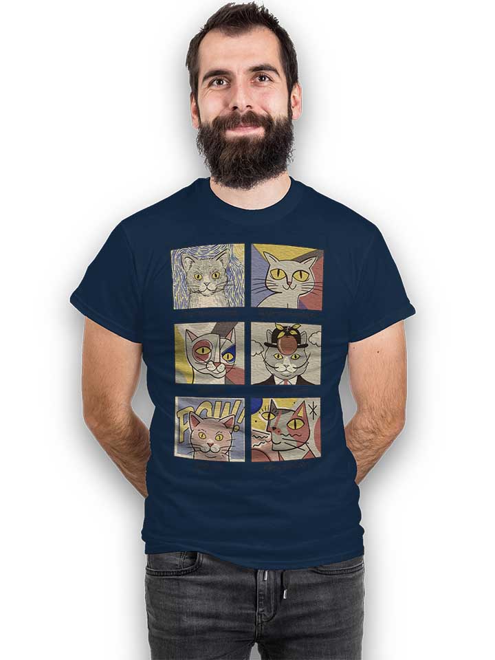 cat-art-history-t-shirt dunkelblau 2