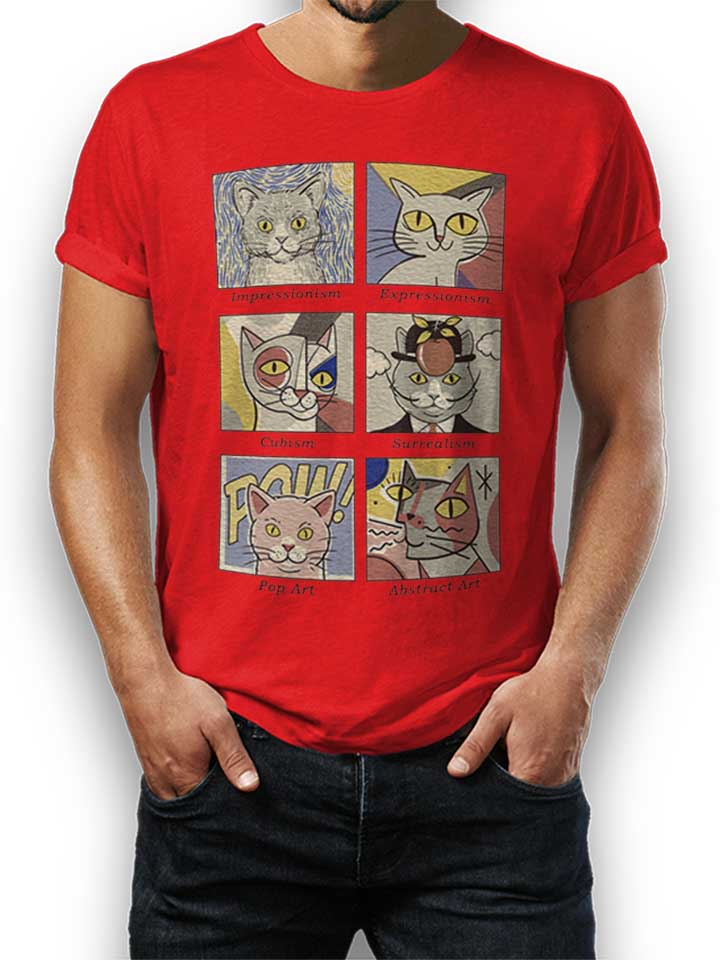 Cat Art History T-Shirt red L