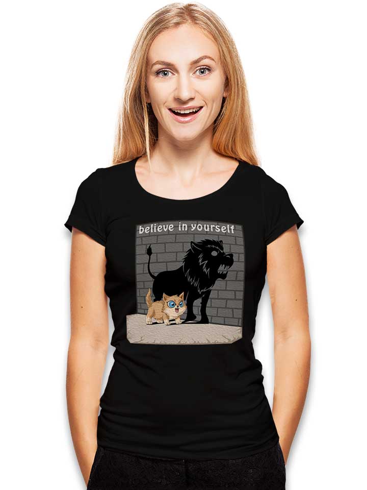 cat-believe-in-yourself-damen-t-shirt schwarz 2