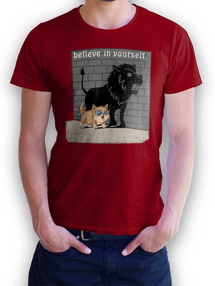 Cat Believe In Yourself T-Shirt bordeaux L
