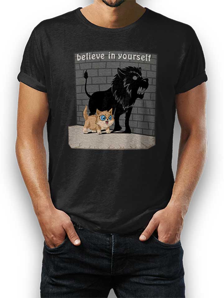 Cat Believe In Yourself T-Shirt schwarz L