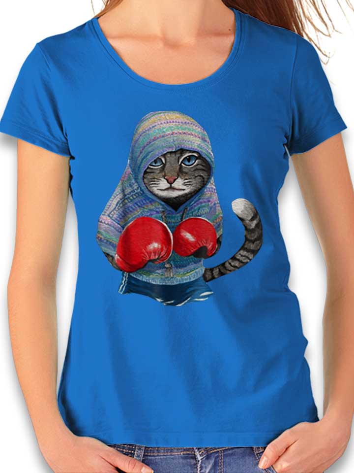 Cat Boxing Camiseta Mujer azul-real L
