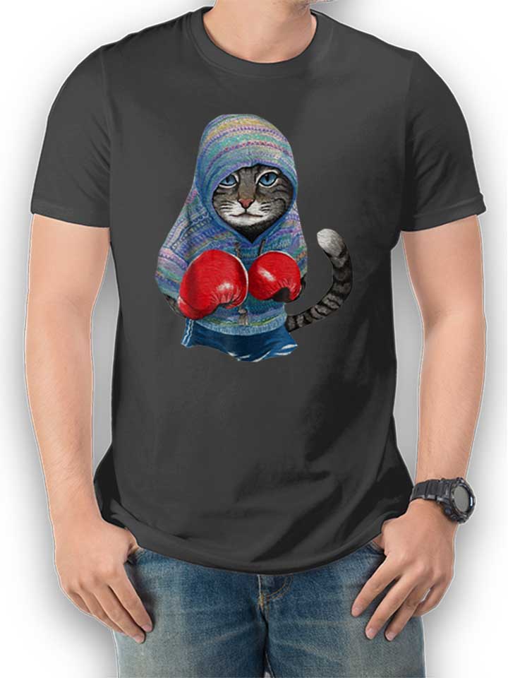 Cat Boxing T-Shirt dunkelgrau L
