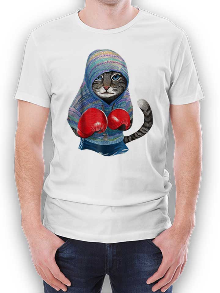Cat Boxing T-Shirt bianco L