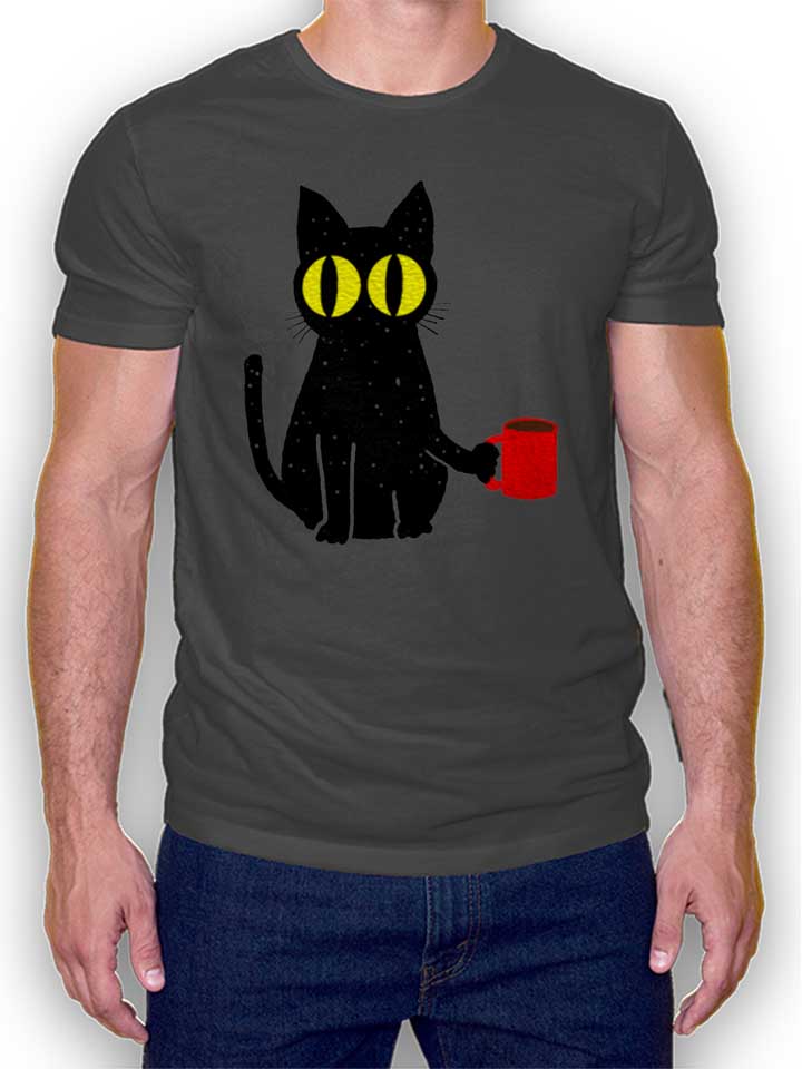 Cat Coffee Camiseta gris-oscuro L