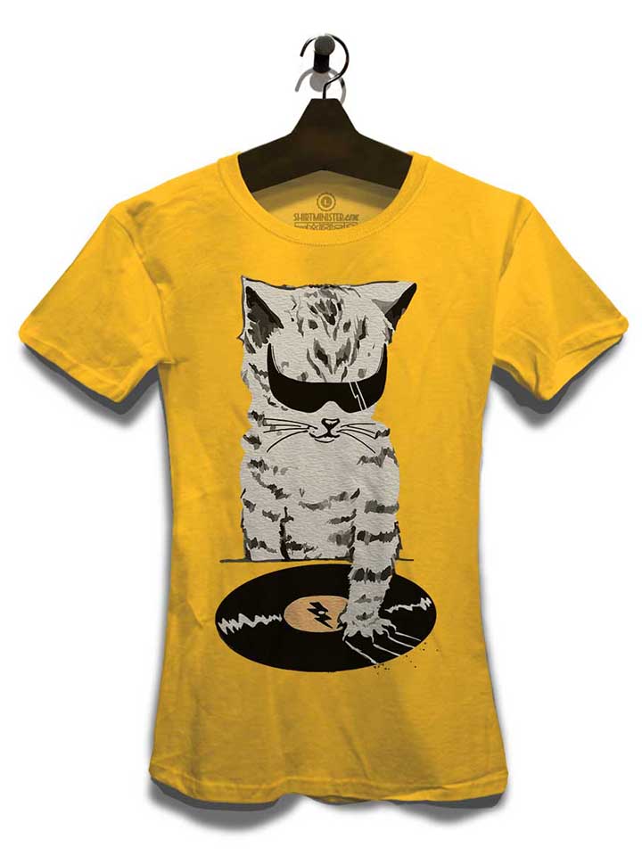 cat-dj-scratch-damen-t-shirt gelb 3