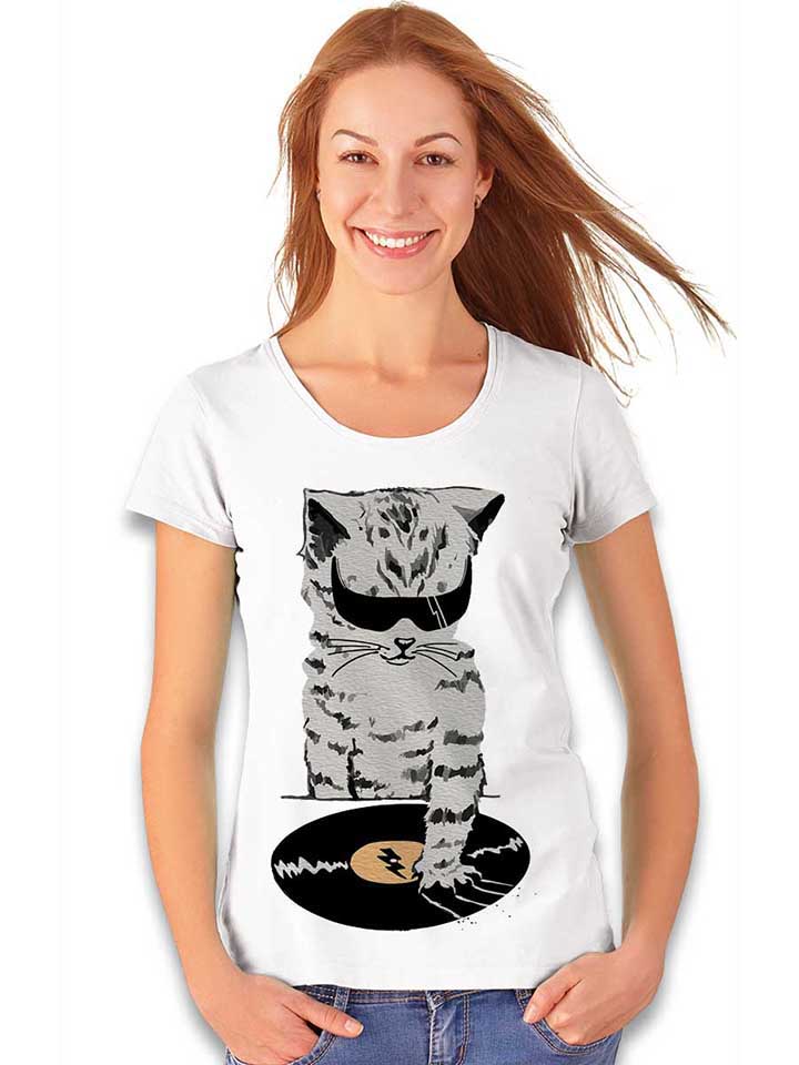 cat-dj-scratch-damen-t-shirt weiss 2