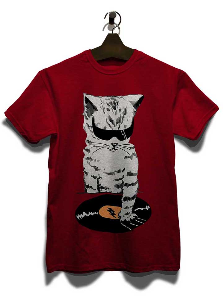 cat-dj-scratch-t-shirt bordeaux 3