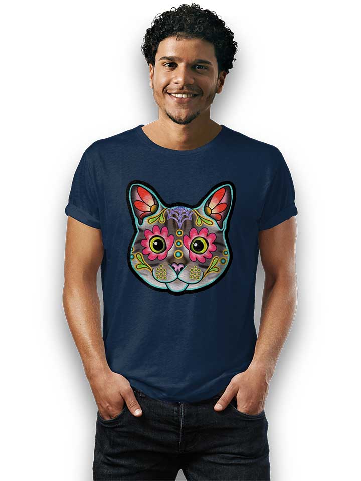cat-face-02-t-shirt dunkelblau 2