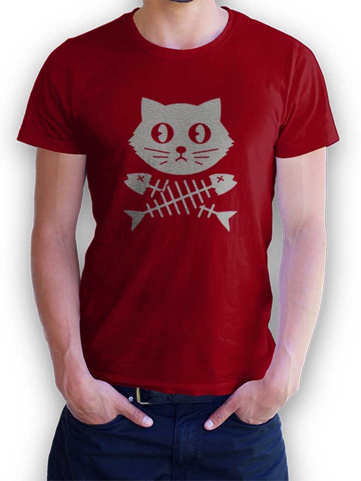 Cat Fishbone T-Shirt bordeaux L