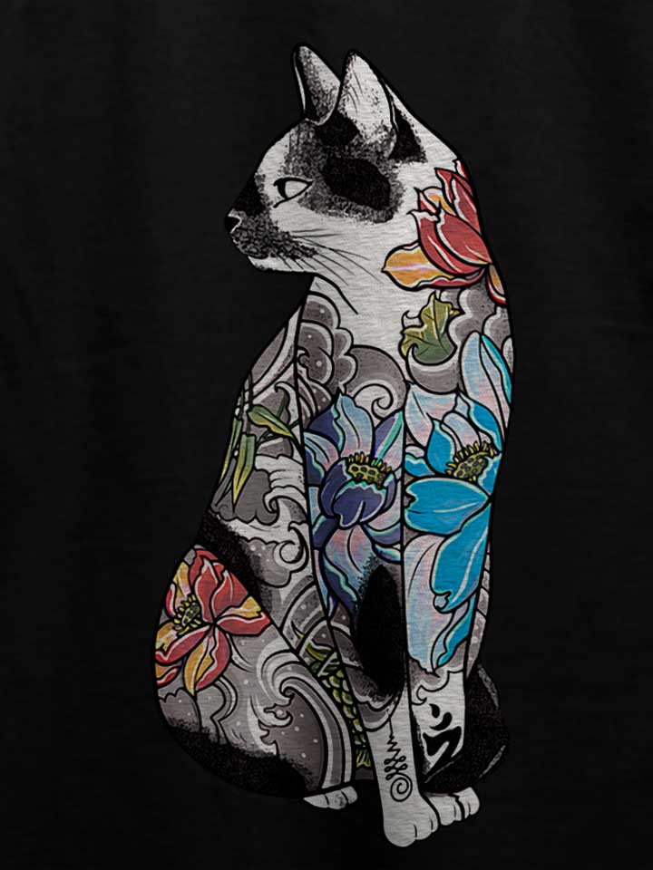 cat-in-lotus-tattoo-t-shirt schwarz 4