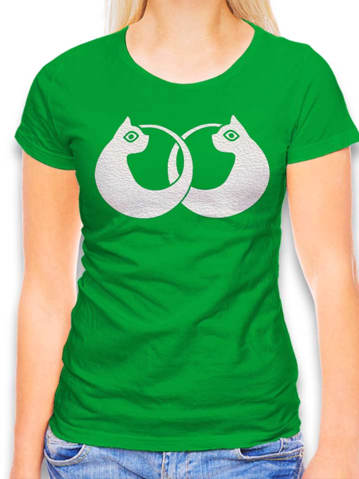 Cat Logo Weiss Damen T-Shirt gruen L