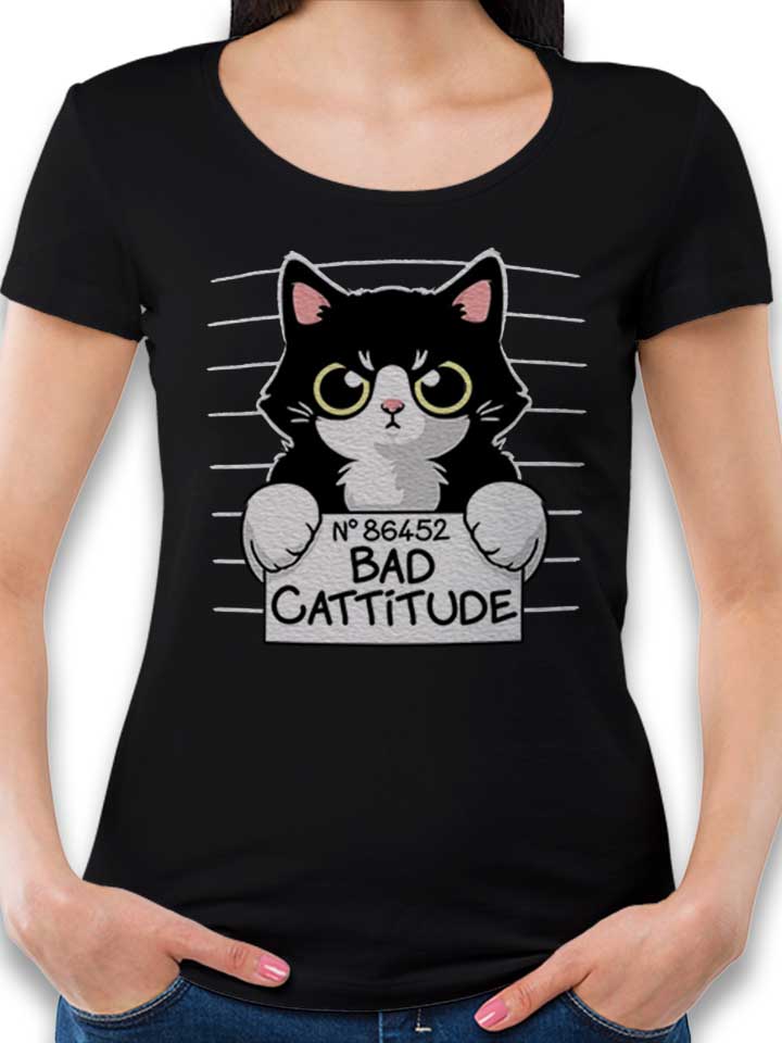 Cat Mugshot Damen T-Shirt schwarz L
