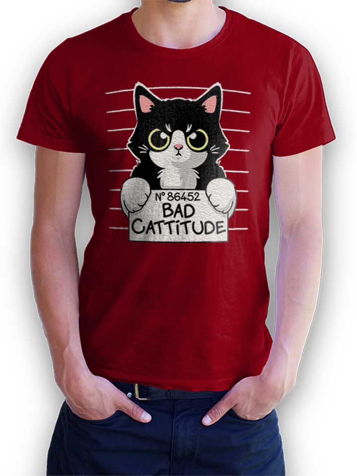 Cat Mugshot T-Shirt bordeaux L