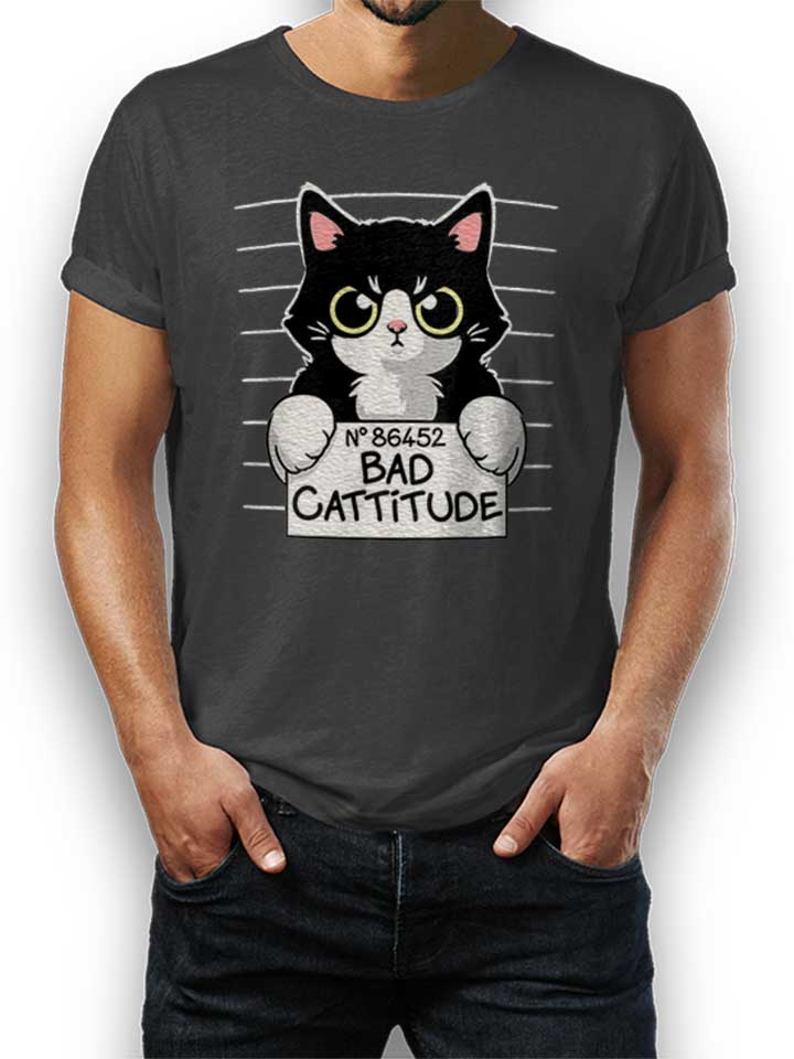Cat Mugshot T-Shirt dark-gray L